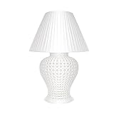 HERVIT Große durchbohrte Potiche-Lampe mit weißem Porzellanhut H95
