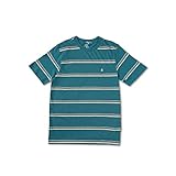 Volcom Herren Halfax Stripe Crew T-Shirt, Storm Blue, M