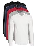 Lower East 5er Pack Herren Langarm-Shirts mit Rundhalsausschnitt aus 100% Baumwolle, Mehrfarbig (Schwarz/Weiß/Navy/Grau/Rot), L
