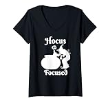 Damen Hocus Fokussierter Hexenkessel Zauber heidnisches Design T-Shirt mit V