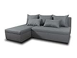 Ecksofa Pono mit Schlaffunktion - Couchgarnitur, Eckcouch, Sofa, Sofagarnitur, Bettsofa, L-Form Couch, Schlafsofa - Ottomane Universal (Grau (Sawana 21))