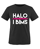 Comedy Shirts - Halo I Bims - Mädchen T-Shirt - Schwarz/Weiss-Pink Gr. 152/164