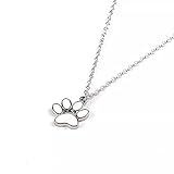 RTEAQ Schönes Halsketten Halsreif Schmuck Tier gedruckte Bärentatze Liebe Herzform Halskette Haustier Hund Anhänger Bärentatze Halskette Scherenschnitt Tier Haustier Fußabdruck Pfote Schmuck