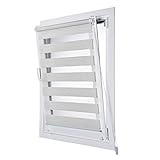 STORESDECO Doppelrollo Klemmfix ohne Bohren. Klemmrollo Einfache Montage, Zebra Rollo lichtdurchlässig und verdunkelnd, Duo Rollo ideal für Flügelfenster! | Leinen, 150 cm x 180