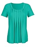 Alba Moda Damen Figurumspielendes Strandshirt Halbarm in Smaragd aus Viskose mit R