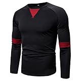 Muskelshirt Herren Herbst Winter Basic Klassisch Rundhals Herren Langarm Urban Slim Fit Stretch Farbabstimmung Männer T-Shirt Gym Fitness Base Wicking Breathable Herren S