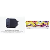 Nintendo USB AC Adapter & PlayDoh E4869ES0 4erPack Sweet, tolle Farben für Kinder ab 2 Jahren, 112gDosen (pink, hellblau, Hellorange, lila), Knete für fantasievolles und kreatives Sp