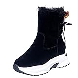 KAIXLIONLY Winterstiefel Damen Winterschuhe Stiefeletten Damenschuhe Wedges Thermostiefel Frauen Elegant Herbst Winter Schneestiefel Plateau Schuhe D