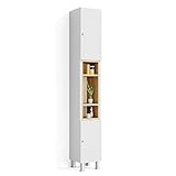 Vicco Badschrank AQUIS Weiß Eiche 200 cm - Badezimmerschrank Hochschrank Bad Schrank Badreg