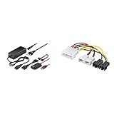 Goobay 50847 Adapter zum Anschluss von IDE, EIDE und SATA 3.5' & 2.5' Festplatten & 93632 PC Lüfter Stromkabel, Stromadapter, 5.25 Molex Stecker zu Lüfter 2X 12 V/ 2X 5 V / 0,15