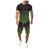 Dinnesis Activewear für Männer Shorts Trainingsanzüge Sommer Freizeit Sport 3D Inkjet Oversized Fitness Outdoor Running Zweiteiliges Tshirt Set Rundhals kurzarm Tee Tops Kurze Hoseanzug Jogginganzug