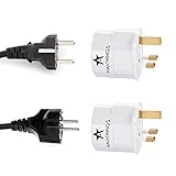 2 Stück (Doppelpack!) Reisestecker-Adapter Deutschland-UK Für Den Aufenthalt In UK, GB, England Schuko-2-Pin Auf UK-3-Pin In Weiß