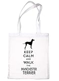 Print4U Einkaufstasche mit Aufschrift 'Keep Calm & Walk The Manchester Terrier', Geschenk für Hundeliebhaber Gr. One size, weiß