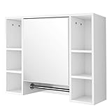 EUGAD Spiegelschrank Badezimmerspiegel Hängeschrank Badezimmer Wandschrank Badschrank mit 8 Ablagen mit Tür 80x20x60cm Weiß