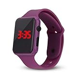 Kindermode LED Watch Red Boy Girl Student atmet Electronic Electricity Supplierati Uhren (Color : Dunkelviolett)