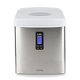 H.Koenig Eiswürfelmaschine KB15 - ca. 15 kg Eiswürfel pro Tag - Produktionszeit 6-13 min. - 3 Eiswürfelgrößen - Wasserstandsanzeige, 100 W - Edelstahl - Silb