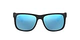 Ray-Ban 0RB4165 Justin Classic Sonnenbrille Large (Herstellergröße: 55), Schwarz (Gestell: Schwarz, Gläser: Blau Verspiegelt 622/55)