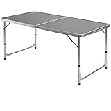 Casaria Campingtisch Klapptisch Höhenverstellbar Klappbar Griff Aluminium 120x60x70 cm Gartentisch Camping Garten G