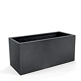 Luca Lifestyle Pflanzkasten ''Grigio Box'' Anthrazit Rechteckig Fiberglas *5 Jahre Garantie* - 90x40x40 cm mit Rollen - F1732