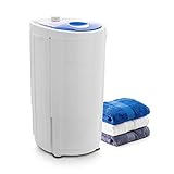 oneConcept Top Spin Compact Wäscheschleuder - Camping-Wäscheschleuder, schonendes Vortrocknen, 1,5kg Fassungsvermögen, platzsparend, 45 W, Timer-Funktion, energiesparend, laufruhig, weiß
