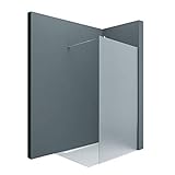 Sogood Luxus Duschwand Duschabtrennung Bremen2VS 140x200 Walk-In Dusche mit Stabilisator aus Echtglas 10mm ESG-Sicherheitsglas satiniert inkl. Nanobeschichtung