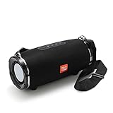 Baobiutin Drahtlose Sprecher tragbare stoÃŸfeste 360-Grad-Bass-Stereo-Lautsprecher mit Schultergurt schw