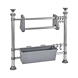 Ruco Teleskop-Küchencenter, Küchenregal höhenverstellbar, Stauraum mit Küchenrollenhalter Haken & großer Korb, platzsparend, 47-82 x 50 x 15