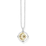 THOMAS SABO Damen Halskette mit Anhänger, Stern und Mond, Bicolor 50