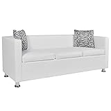 SANON 3-Sitzer-Sofa Schnittsofas FüR Wohnzimmer Wohnzimmer Verstellbaren Modernes im minimalistischen Stil 3-Sitzer-Sofa-Wohnzimmer Kunstleder Weiß