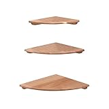 IBUYKE Eiche Eckregal, Hängeregal Wandregal frei schwebend 3-teiliges Set für Küche, Schlafzimmer, Wohnzimmer, Lernzimmer, Büro, Holzfarbe RF-GB504