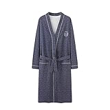 XKJL Schlafanzughosen für Herren Herren Pyjama mit Langen Ärmeln Reine Baumwolle Nachthemd Herren Frühjahr und Herbst Langarm Bademantel Herbst und Winter Home Service-4XL