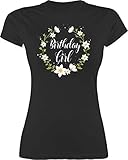 Geburtstagsgeschenk Geburtstag - Birthday Girl Flowers - S - Schwarz - Tshirt 30 Geburtstag Frauen - L191 - Tailliertes Tshirt für Damen und Frauen T-S