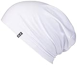 Enter the Complex® Leichte Jersey Mütze, Damen und Herren, Slouch Beanie aus Baumwolle, Elastisch, S/M, Snow W