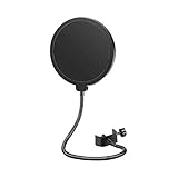 Mikrofon Popschutz 6 Zoll Mikrofon Windschutzscheibe Pop Filter, Mikrofon Runde Form Wind Pop Filter mit Stand Clip, für Blue Yeti, MXL, Audio Technica und andere Mik