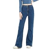 JLKC Jeans Damen Slim Stretch High Waist Hose Hose mit weitem Bein Ausgestellte Stretch Bootcut Jeans,Blue,S