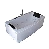 Luxus Whirlpool Badewanne Neapel 170 x 80 cm mit 12 Massage Düsen + Armaturen Wanne mit Kopfstützen Hot Tub Spa indoor / innen für 2 Personen freistehend an nur 1 Wand oder Eckmontage link