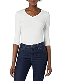 Amazon Essentials 3/4 Sleeve V-Neck fashion-t-shirts, weiß, S (36 - 38)