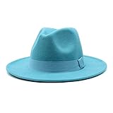 BUXIANGGAN Fedora Trilby Hut Breite Krempe Filz Fedora Hüte Mit Bienenband Hochzeit Trilby Hut Herren Gentleman Jazz Hüte 56-58Cm Solidcolorribbon Lakeb