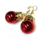 Miniblings Weihnachtsbaumkugel Christbaumkugel Ohrringe - Handmade Modeschmuck I Weihnachten Xmas rot glänzend - Ohrhänger Ohrschmuck verg