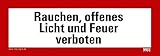 Aufkleber Verbot Schild'Rauchen, offenes Licht und Feuer verboten' selbstklebend Hinweisschild 21x7,4cm Made in Germany by MBS-SIGNS