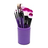 Confortabil 12-teiliges Make-up-Pinsel-Set für Grundierung, Lidschatten, Augenbrauen, Eyeliner, Rouge, Puder, Concealer, Kontur, Lidschatten, Make-Up-Pinsel-Set mit Aufbewahrungs-Eimer (lila)