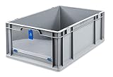 aidB Eurobox NextGen Insight Cover blau, 600x400x220 mm, Cover hoch, robuste Regalbox mit Entnahmeöffnung, stapelbare Kunststoffkiste, ideal für die Industrie, 1S