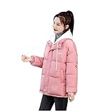 Overdose Damen Oberteile Winterjacke Einfarbig Tops Jacke Baumwolljacke Slim Fit Winter Warme Kurz Mantel Kapuzenjacke mit Kapuze Mode Pelzkragen Plüschfutter C