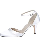 Rainbow Club Brautschuhe Amanda - Pumps, Riemchen, Weiß, Satin, Größe 40 - Tanzschuhe, Hochzeitsschuhe, High Heels, Pfennigab