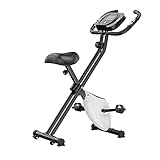 CosHall 2 In 1 F-Bike Heimtrainer K lappbar Fitnessbike, Fitness Fahrrad X-Bike mit Pulsmesser,LCD Display, 8-Stufiger Magnetwiderstand, Hometrainer Fitnessgerät für Zuhause Cardio Training,128 Kg max