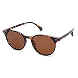 SOJOS Polarisierte Sonnenbrille Herren Damen Retro Schmale Rechteckige Sonnenbrille UV400 Schutz MAY SJ2113 mit Schildkröten Rahmen/Braune L