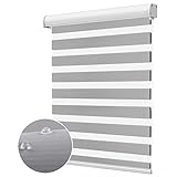 CDDUOLA Zebra-Rollo mit lichtfilterndem Rollo, doppelschichtige Schattierungen, für Zuhause, Büro, Küche, Fenstervorhänge, personalisierbar (Farbe: grau, Größe: 100 x 150 cm)