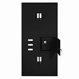 Jan Nowak Büroschrank C018S II Aktenschrank Tresor Schubladen Geheimfach Metall 185 cm x 90 cm x 40 cm (H x B x T) (schwarz/schwarz)