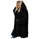 AGOUWUCHE Damen Langarm Winterjacke Plüsch Kunstpelz Kapuzenjacke Frauen Große Größe Fleecemantel Lose Warme Plüschmantel Mantel Plüschjacke Casual Oversize Sweatjacke Outw