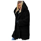 SumLeiter Damen Kapuzenjacke Vintage fleecemantel Lockere Fleecejacke Teddyfleece Jacke Hooded Teddy Coat Herbst Winter Outdoorjacke mode teddyjacke Langarm Winterjacke Kapuzenp